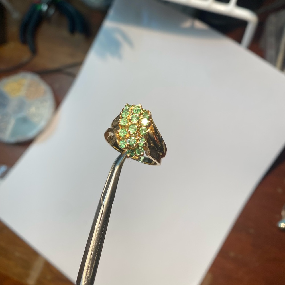 Green Garnet cluster ring